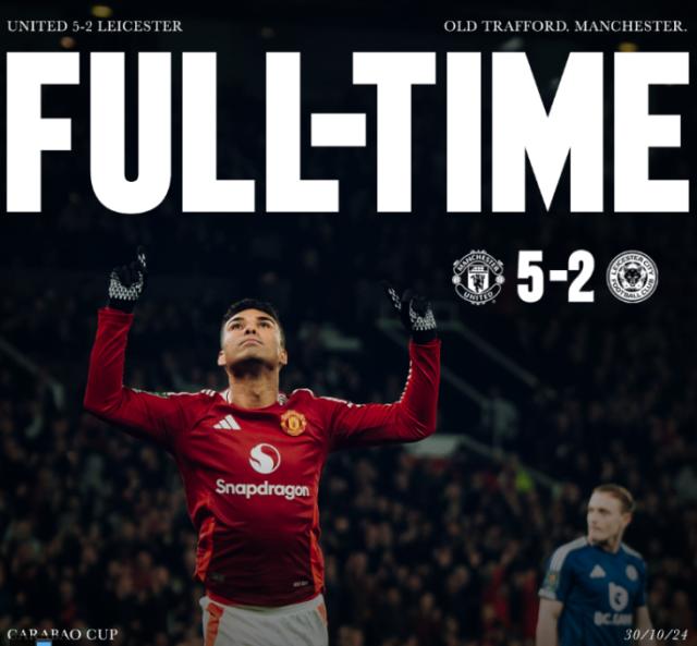 赛事分析-【联赛杯】曼联5比2莱斯特城，卡塞米罗B费各两球